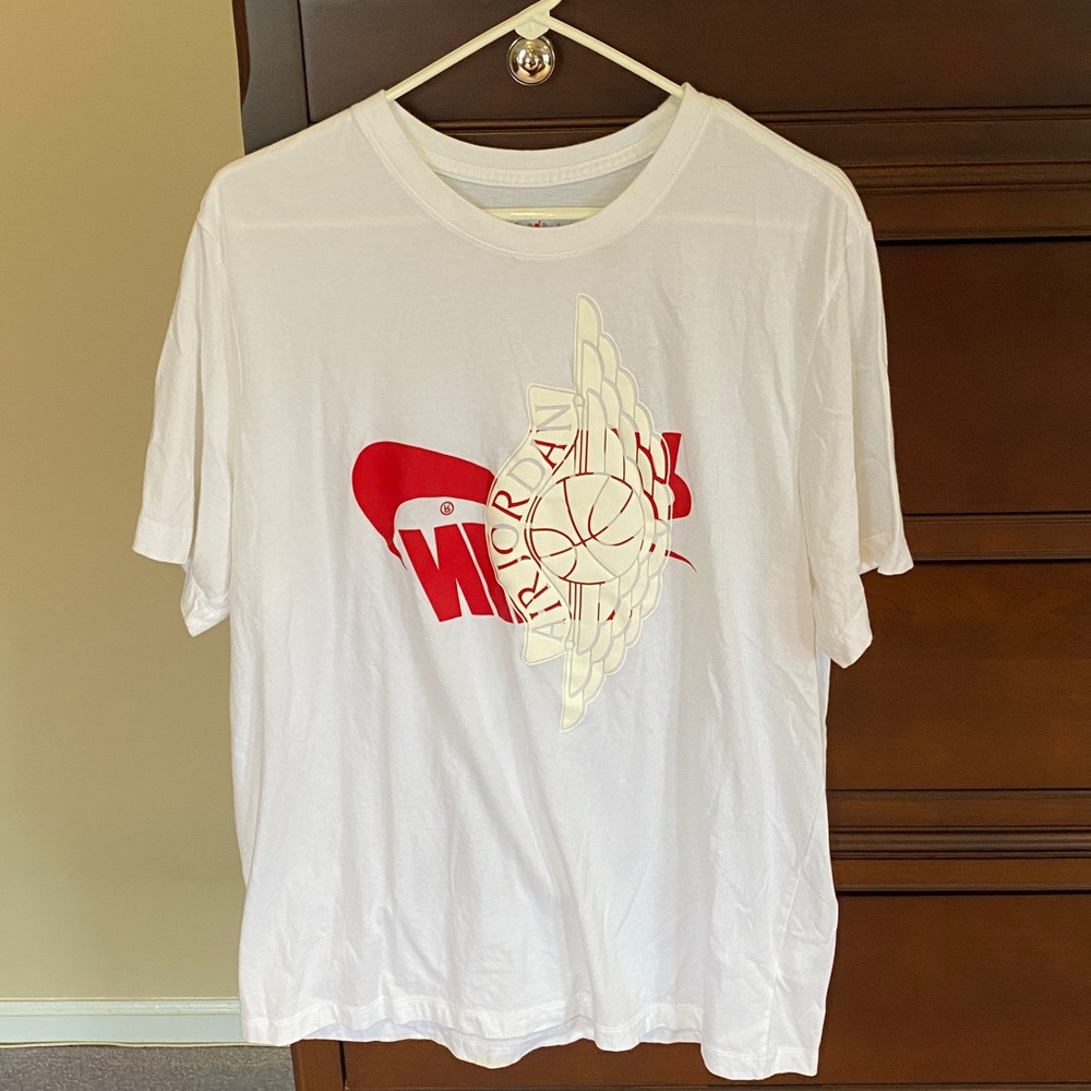 Jordan White Tee with Red Logo